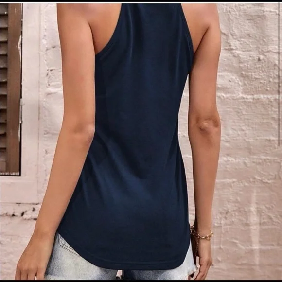 💢LAST ONE💢 soft navy blue cut out tank - Picture 2 of 3
